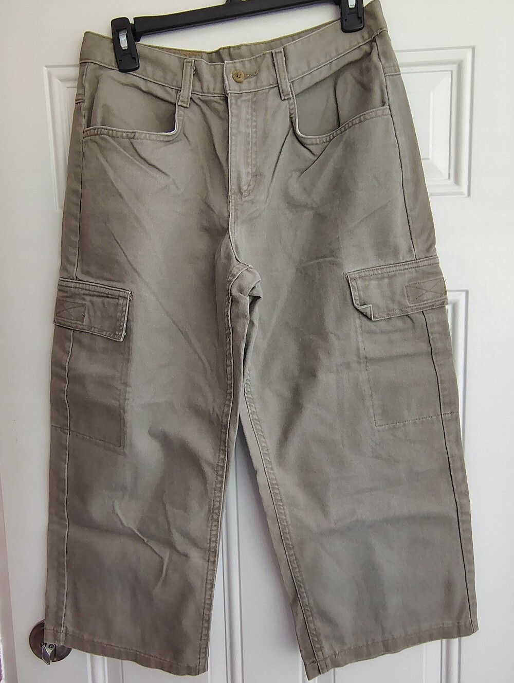 Vintage 90s Lee Riders Cargo Capri Pants Size 8 M Khaki Olive Utility 100%Cotton
